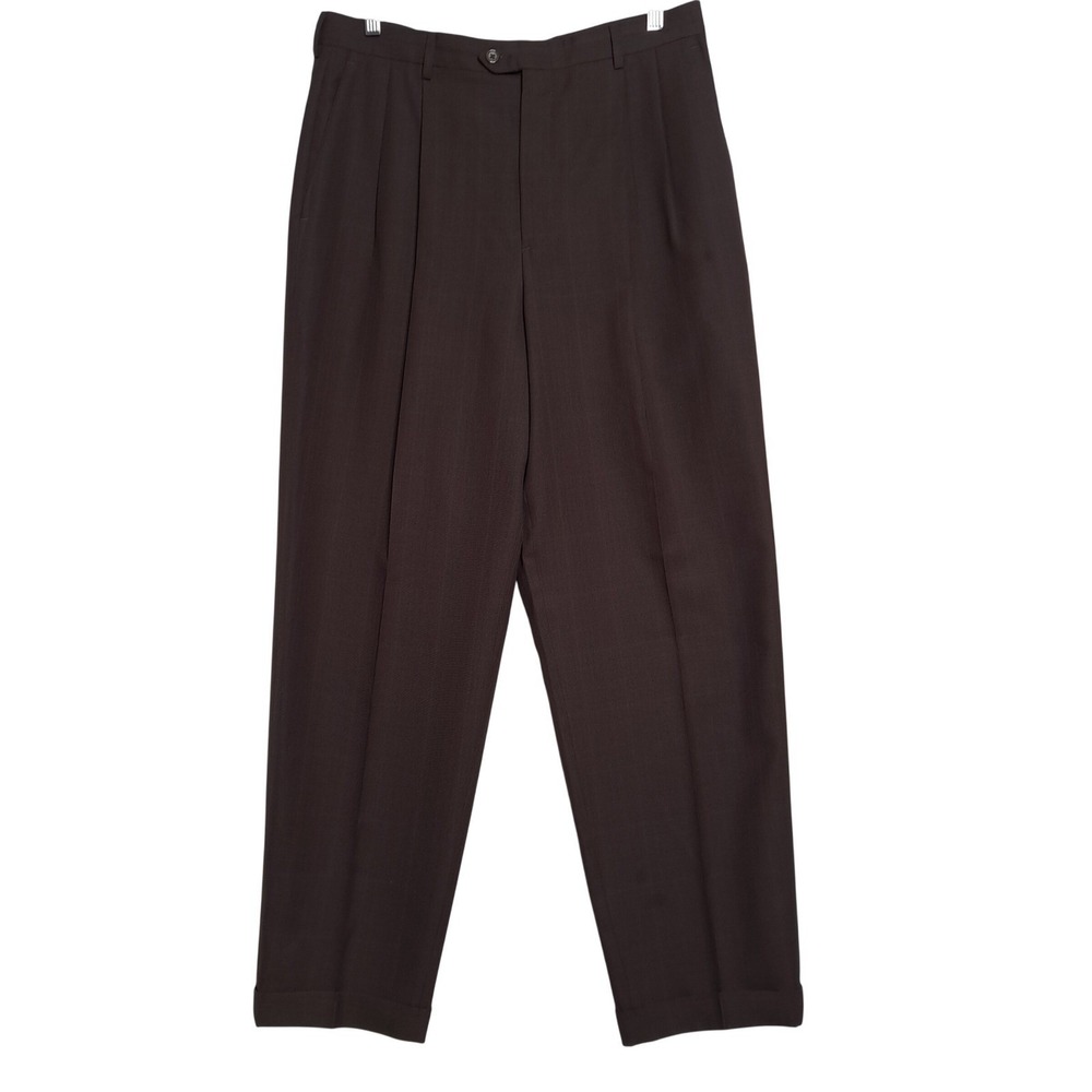 Claiborne Mens Dress Pants 34x34 Dark Brown Straight Leg Trousers Career Slacks
